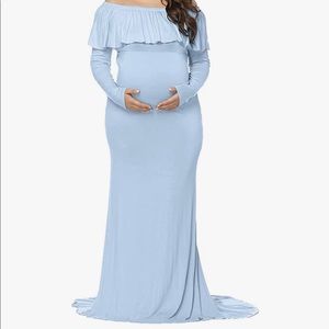 Light Blue Ruffle Maxi Dress size XL